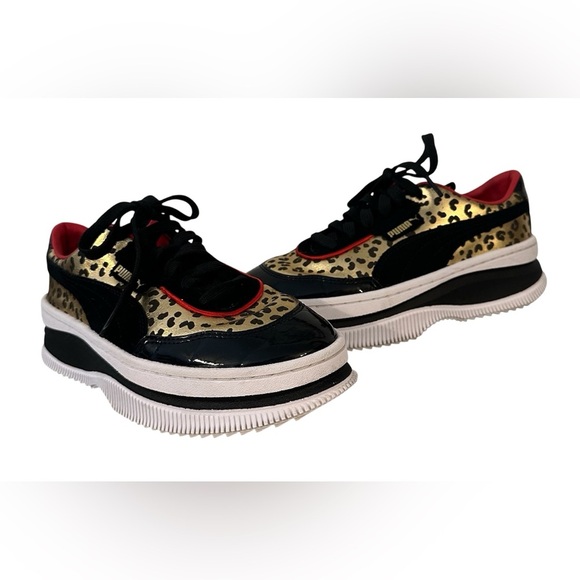 PUMA X CHARLOTTE OLYMPIA DEVA Women's Sneakers Size 6 Black Gold Leopard Print - Picture 8 of 10